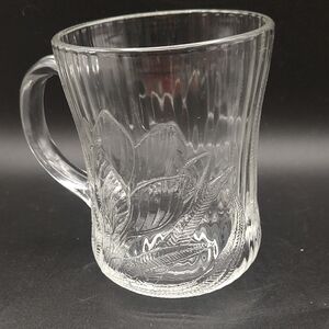 Arcoroc Canterbury Crocus Clear Glass Mug 10 oz Tempered Glass Discontinued